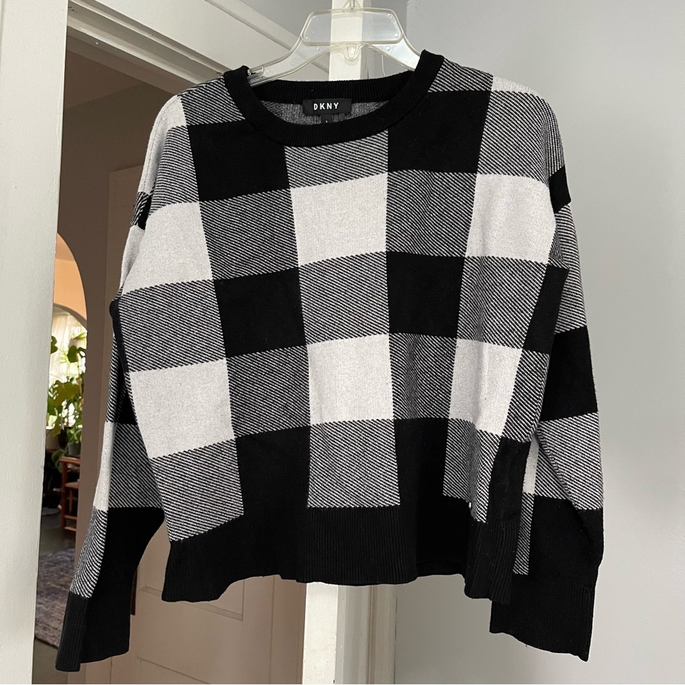 DKNY Plaid Knit Top
